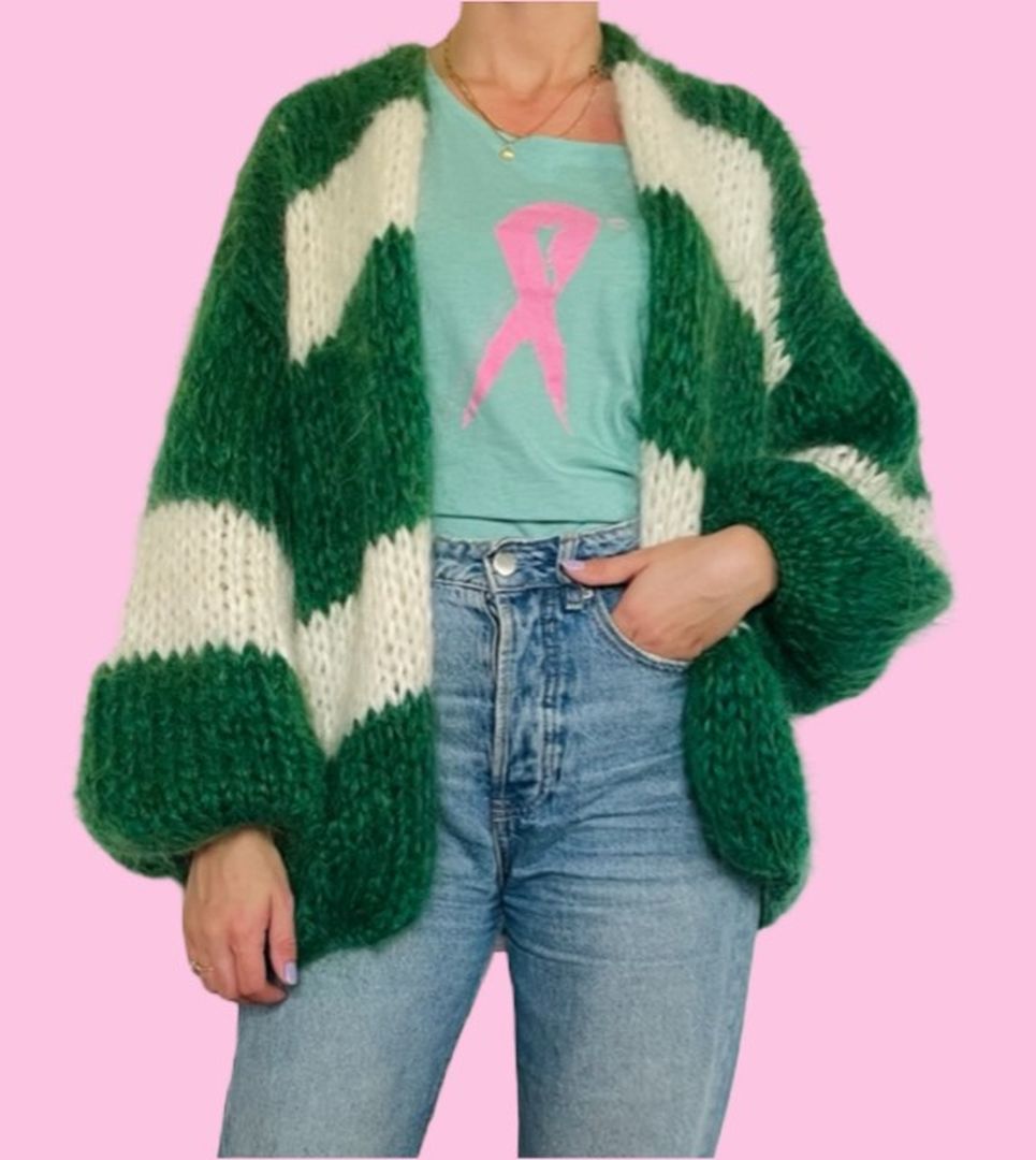 Mohair Cardigan Ribbon Duo
